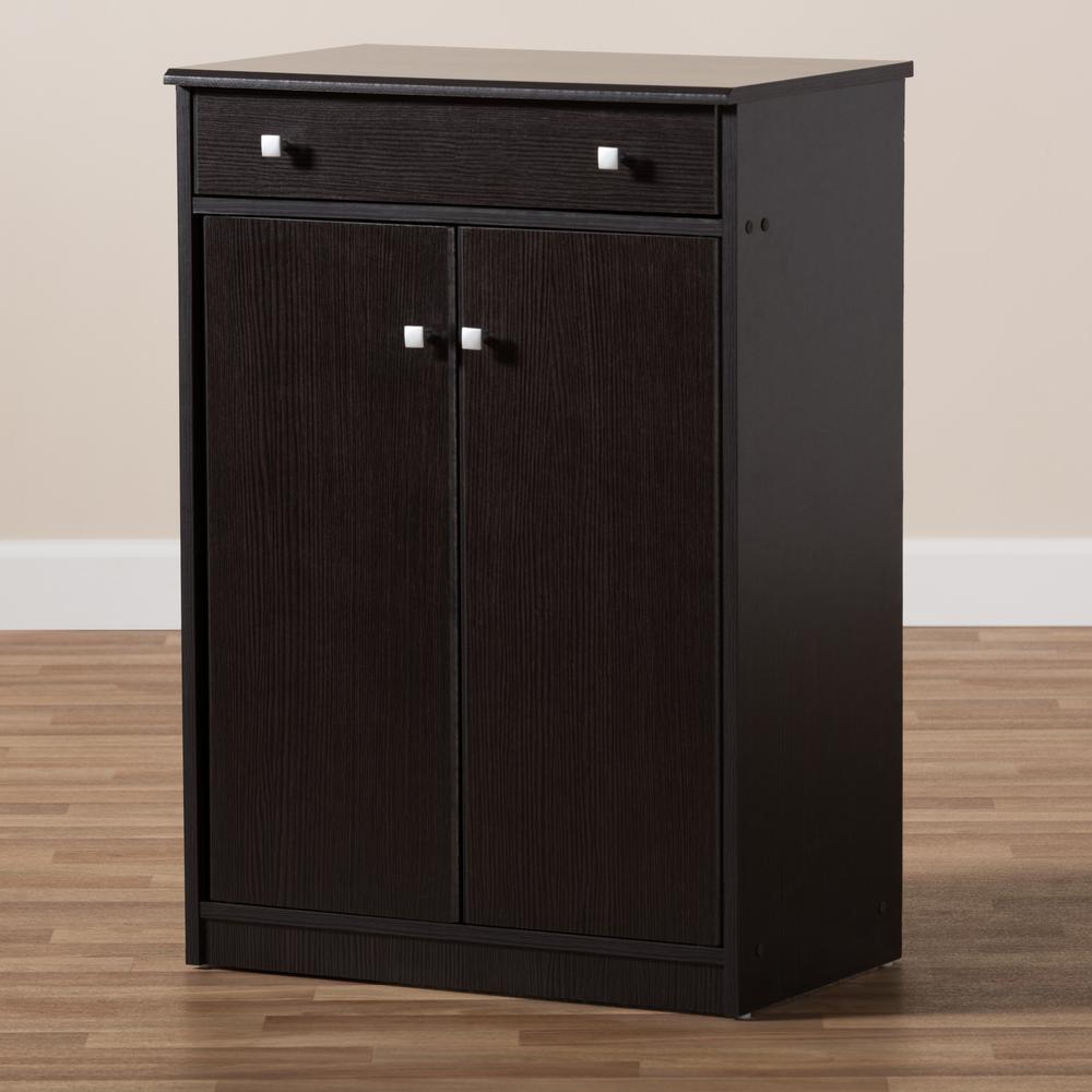 Baxton Studio Dariell Modern and Contemporary Wenge Brown Finished Shoe Cabinet. Picture 19