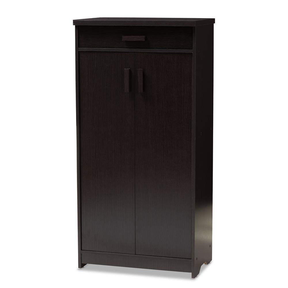 Baxton Studio Bienna Modern and Contemporary Wenge Brown Finished Shoe Cabinet. Picture 13