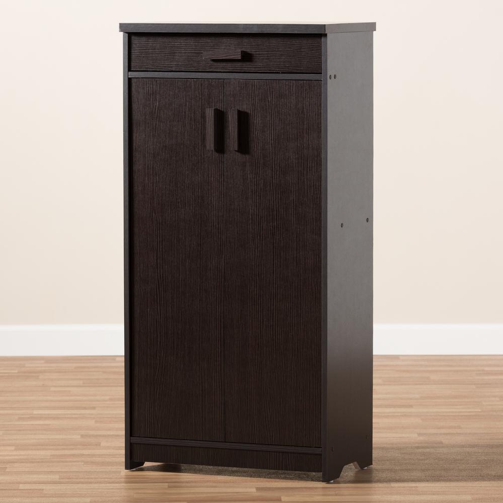 Baxton Studio Bienna Modern and Contemporary Wenge Brown Finished Shoe Cabinet. Picture 23