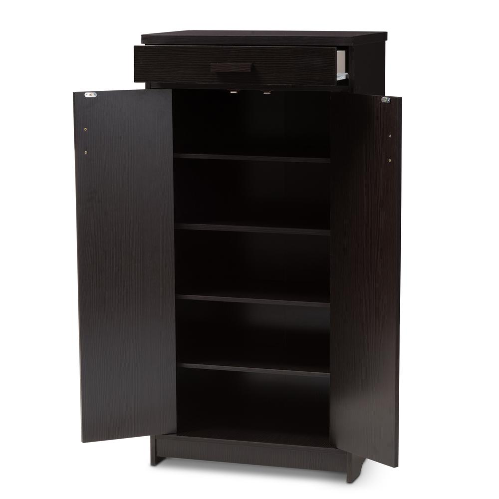 Baxton Studio Bienna Modern and Contemporary Wenge Brown Finished Shoe Cabinet. Picture 14