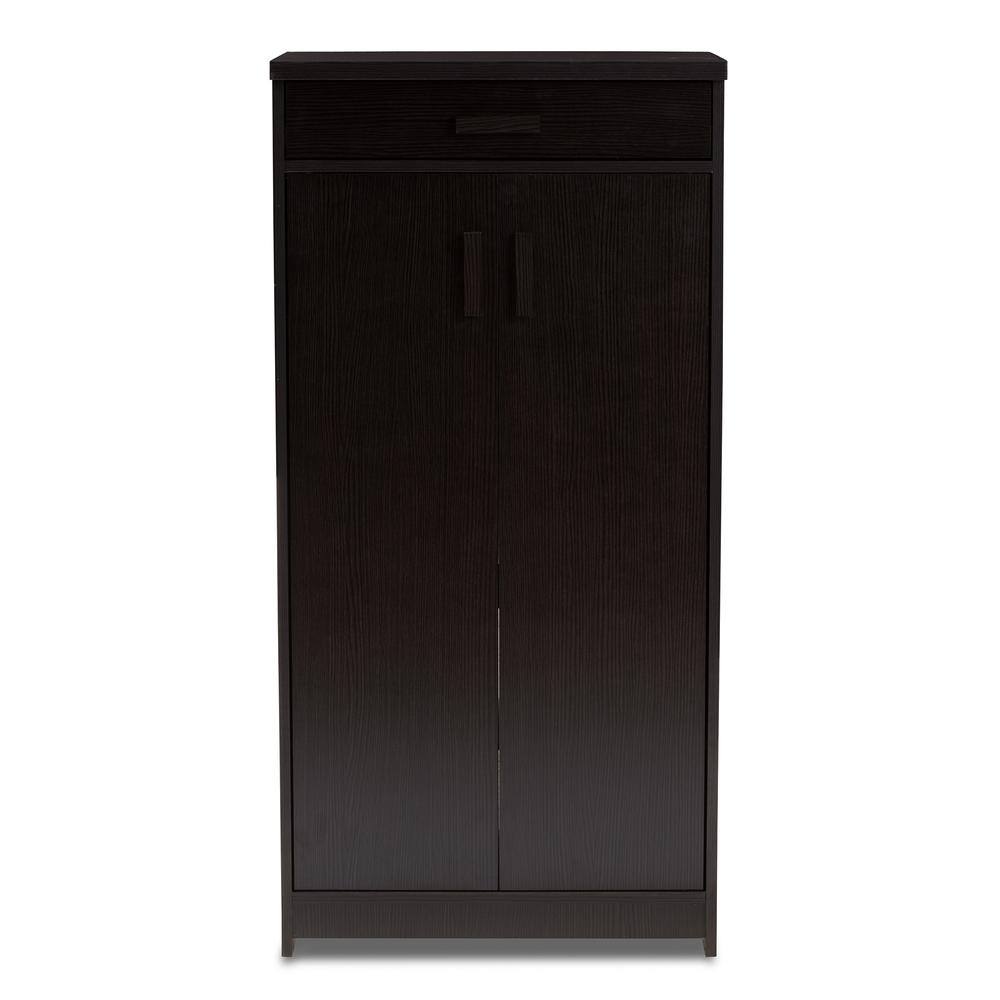 Baxton Studio Bienna Modern and Contemporary Wenge Brown Finished Shoe Cabinet. Picture 15