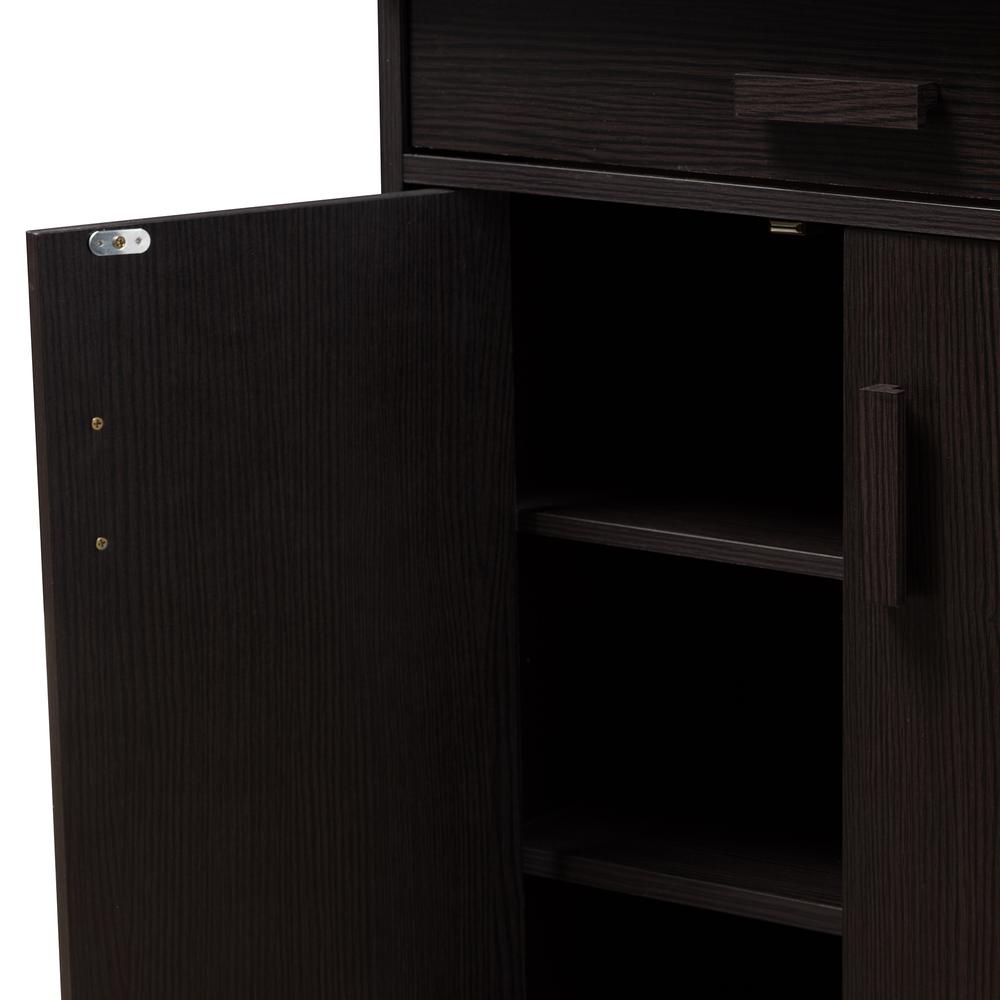 Baxton Studio Bienna Modern and Contemporary Wenge Brown Finished Shoe Cabinet. Picture 20