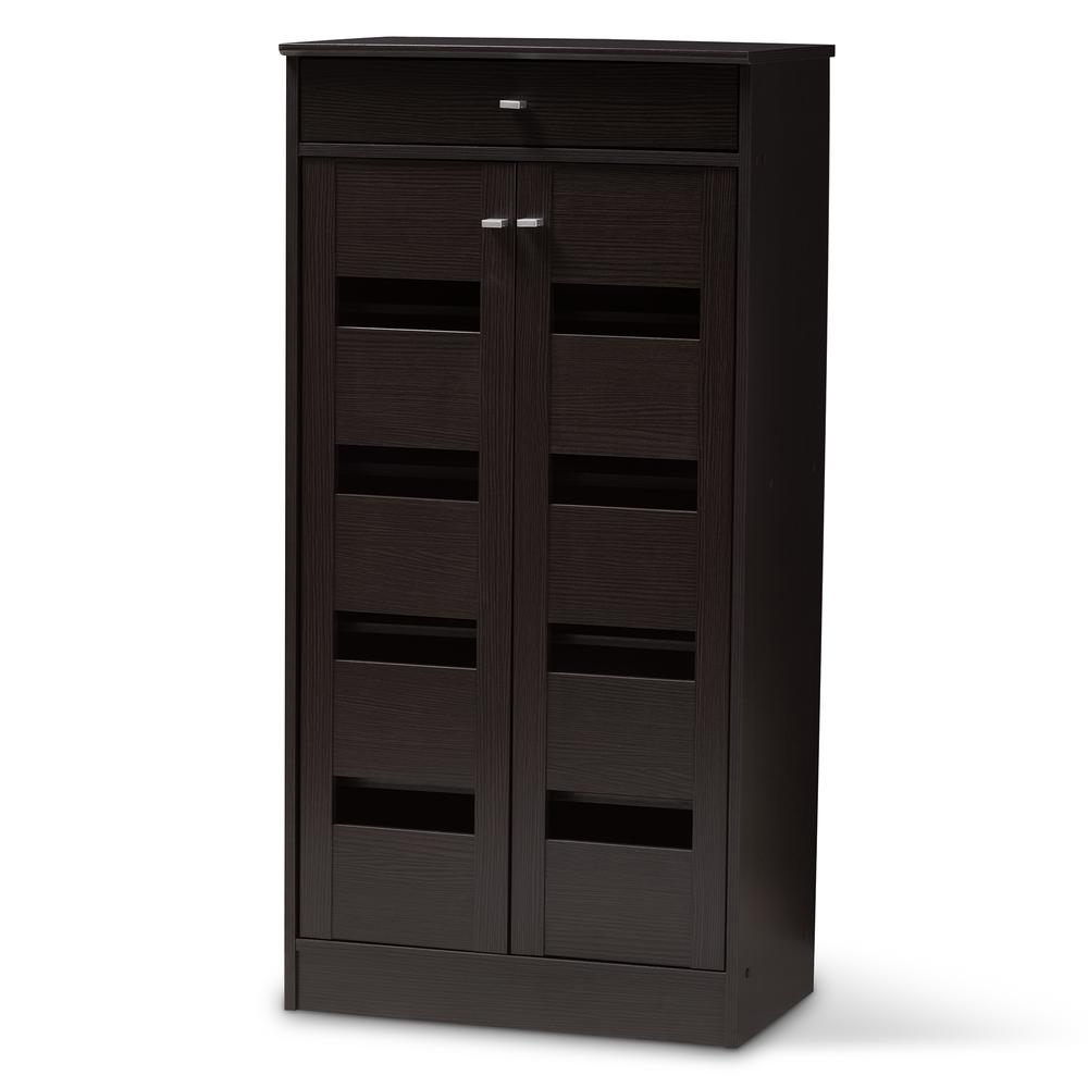 Baxton Studio Acadia Modern and Contemporary Wenge Brown Finished Shoe Cabinet. Picture 13