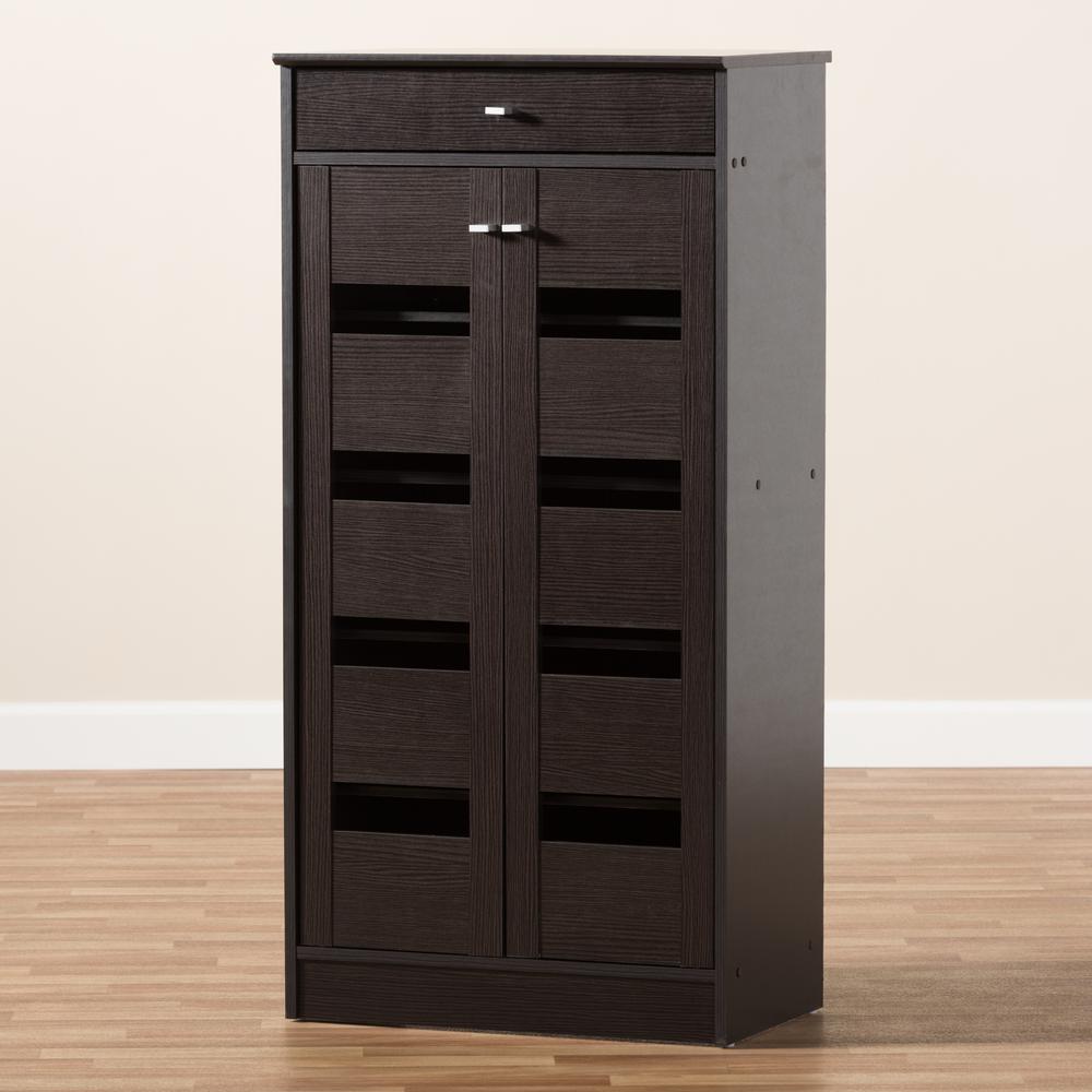 Baxton Studio Acadia Modern and Contemporary Wenge Brown Finished Shoe Cabinet. Picture 23