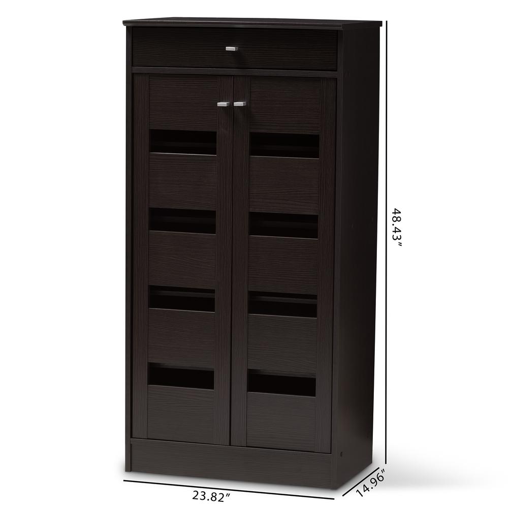 Baxton Studio Acadia Modern and Contemporary Wenge Brown Finished Shoe Cabinet. Picture 24