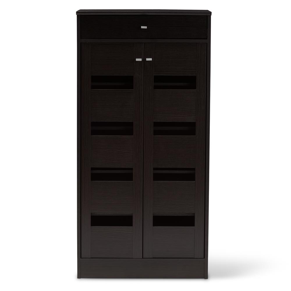 Baxton Studio Acadia Modern and Contemporary Wenge Brown Finished Shoe Cabinet. Picture 15