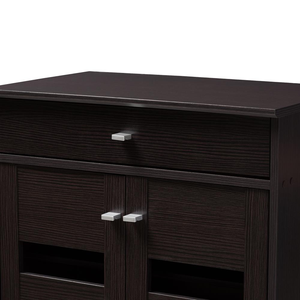 Baxton Studio Acadia Modern and Contemporary Wenge Brown Finished Shoe Cabinet. Picture 17