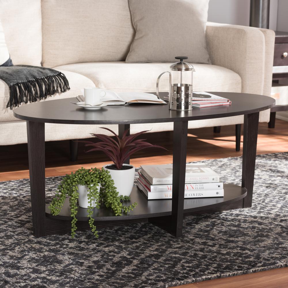 Baxton Studio Jacintha Modern and Contemporary Wenge Brown Finished Coffee Table. Picture 12