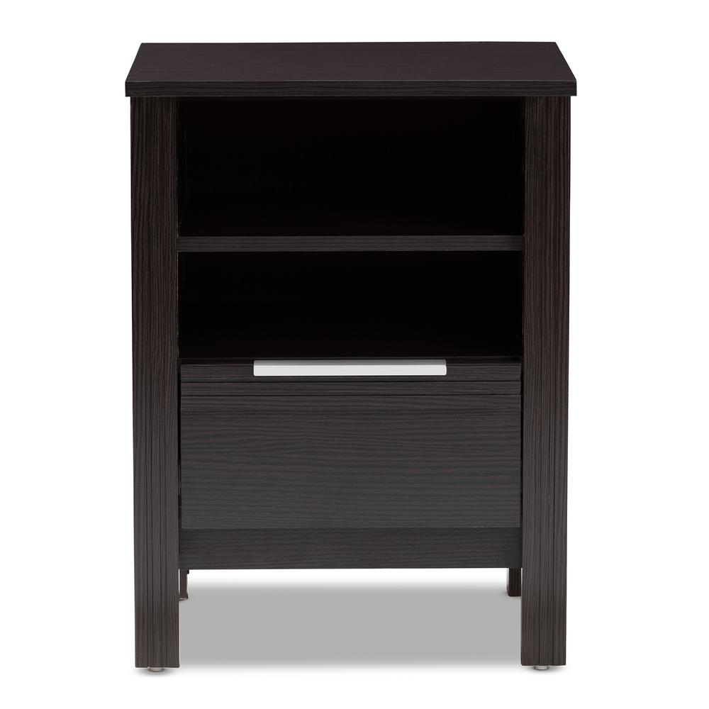 Hamish Modern and Contemporary Wenge Brown Finished 1-Drawer Nightstand. Picture 12