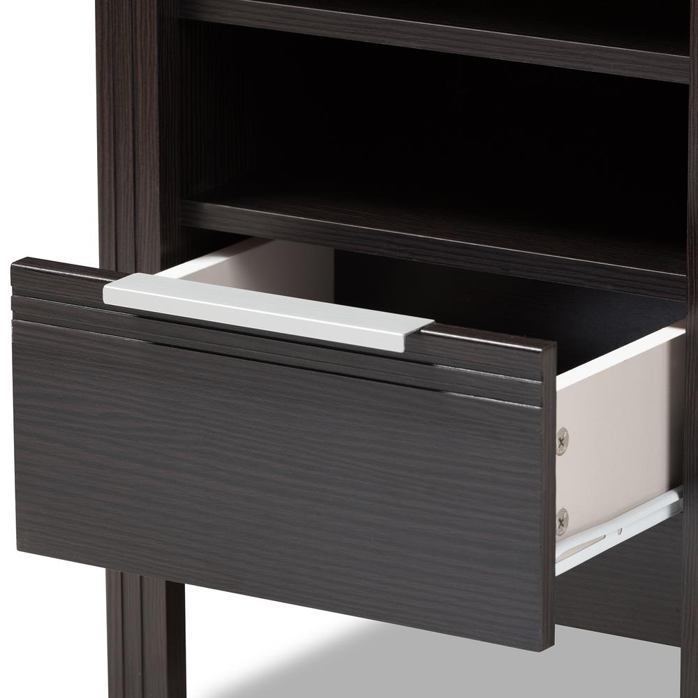 Hamish Modern and Contemporary Wenge Brown Finished 1-Drawer Nightstand. Picture 15