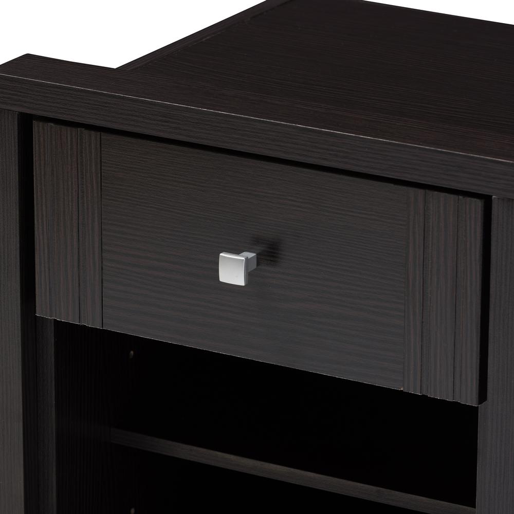 Danette Modern and Contemporary Wenge Brown Finished 1-Drawer Nightstand. Picture 14