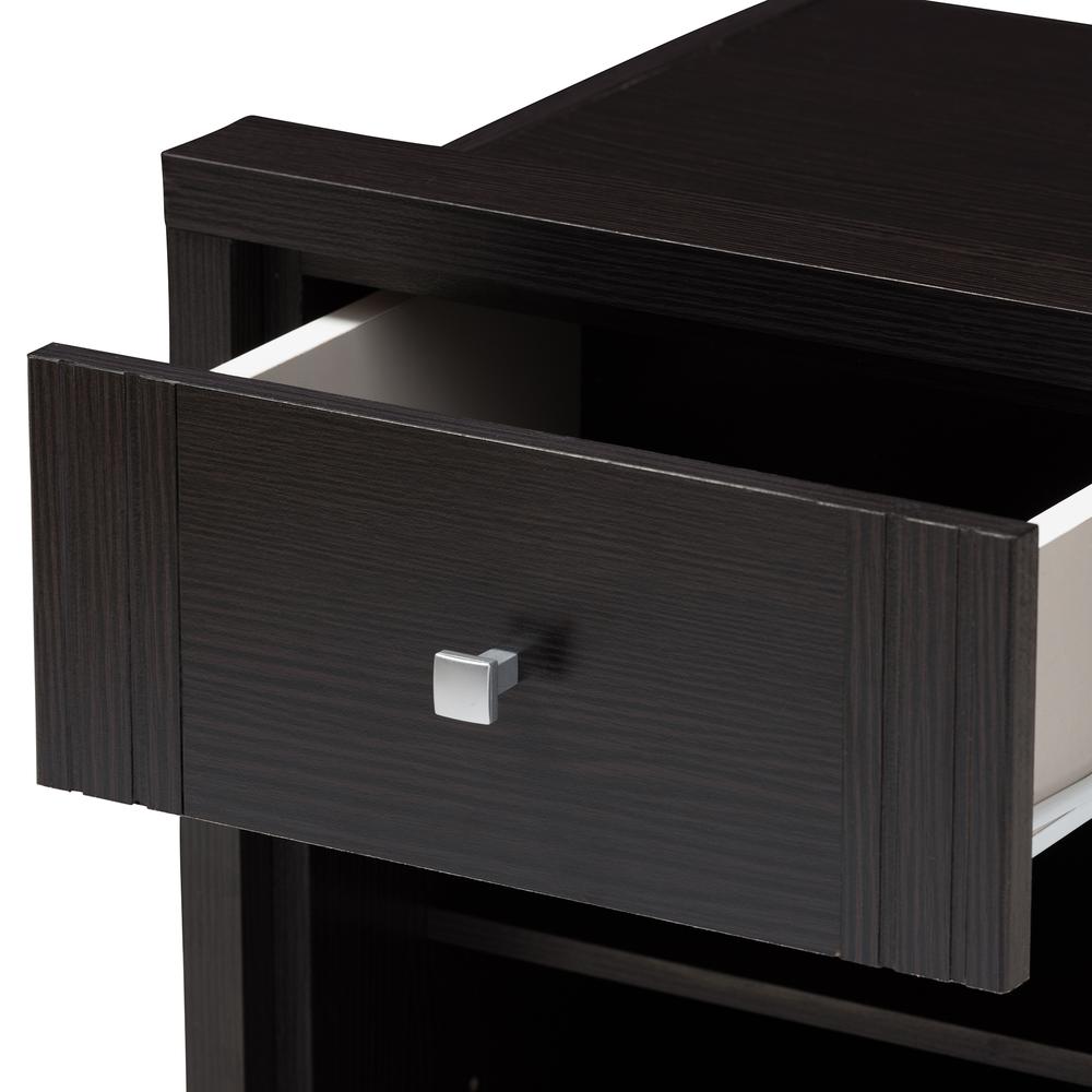 Danette Modern and Contemporary Wenge Brown Finished 1-Drawer Nightstand. Picture 15