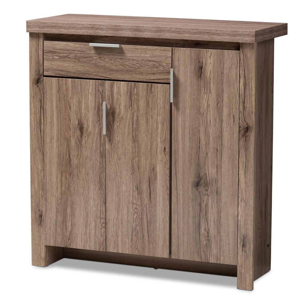 Baxton Studio Laverne Modern and Contemporary Oak Brown Finished Shoe Cabinet. Picture 11