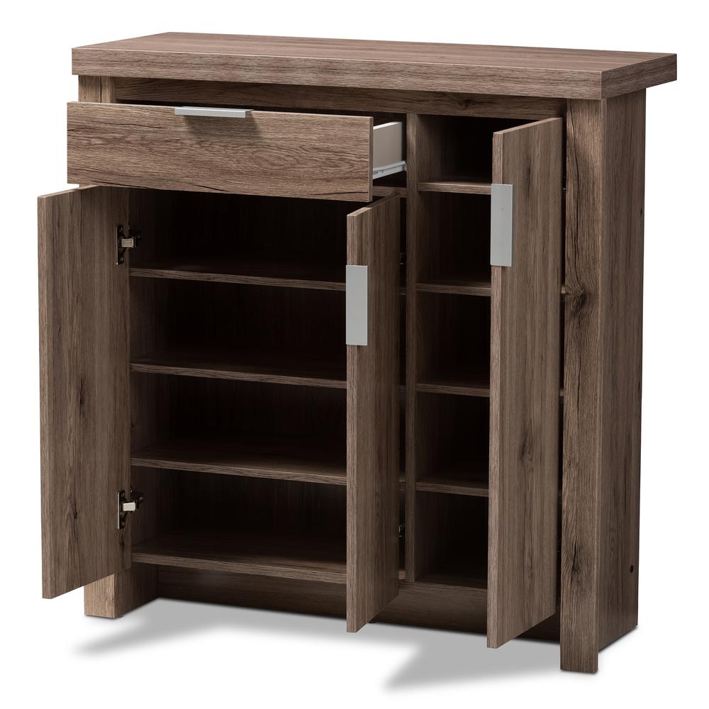 Baxton Studio Laverne Modern and Contemporary Oak Brown Finished Shoe Cabinet. Picture 12