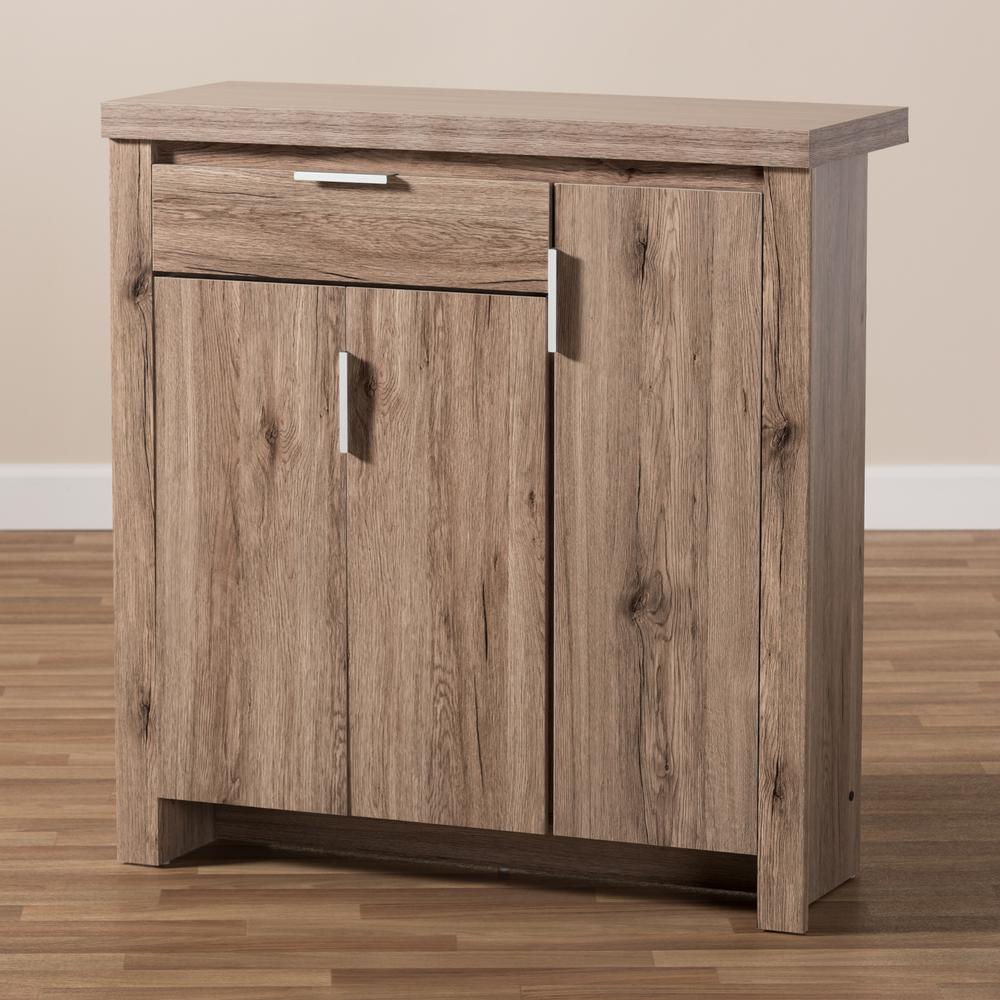 Baxton Studio Laverne Modern and Contemporary Oak Brown Finished Shoe Cabinet. Picture 19