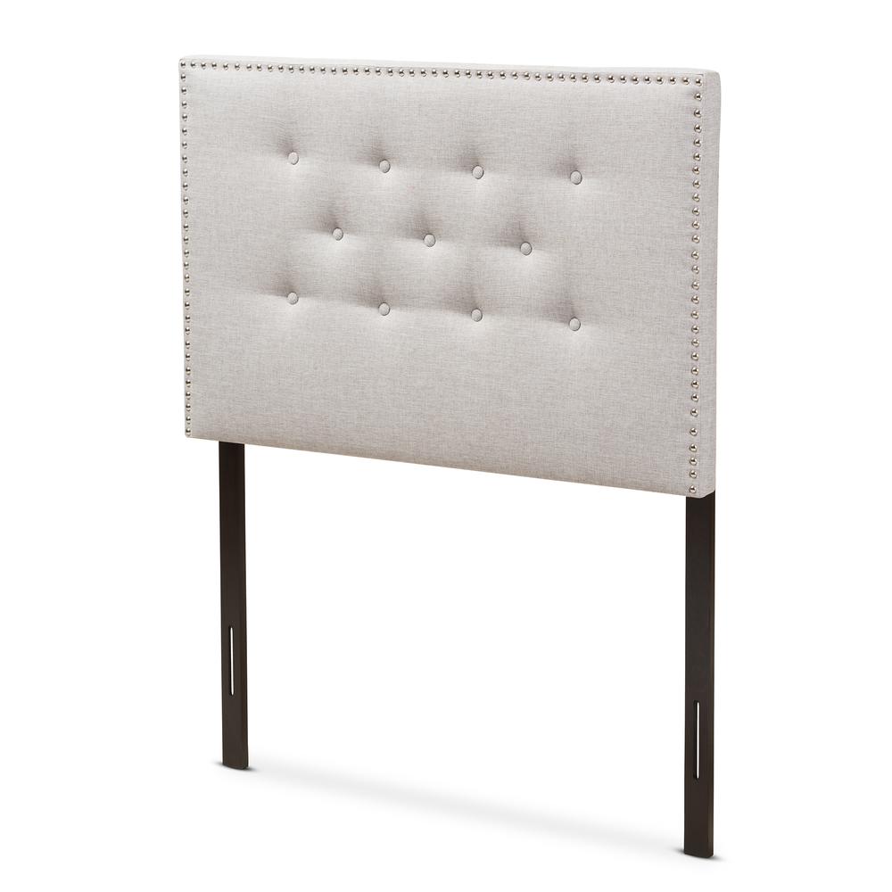 Greyish Beige Fabric Upholstered Twin Size Headboard. Picture 7