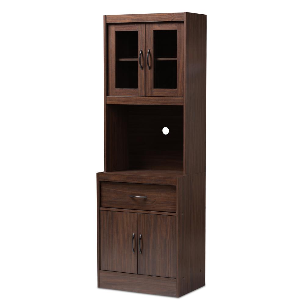 Laurana Modern and Contemporary Dark Walnut Finished Kitchen Cabinet and Hutch. Picture 10