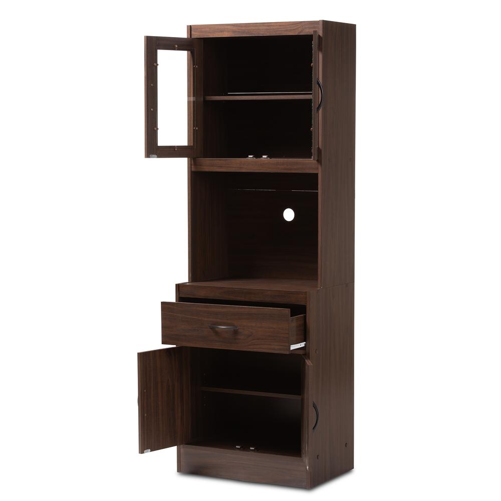 Laurana Modern and Contemporary Dark Walnut Finished Kitchen Cabinet and Hutch. Picture 11