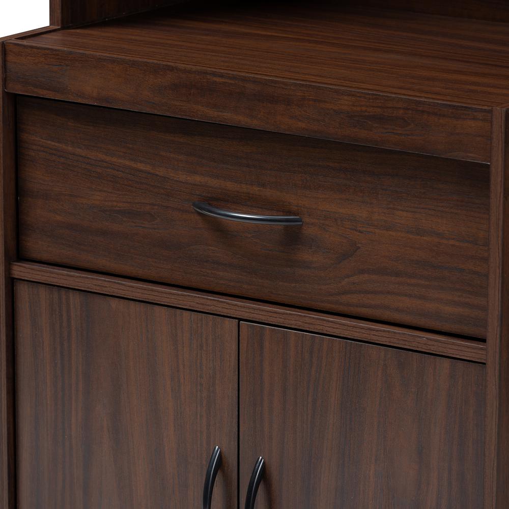 Laurana Modern and Contemporary Dark Walnut Finished Kitchen Cabinet and Hutch. Picture 14