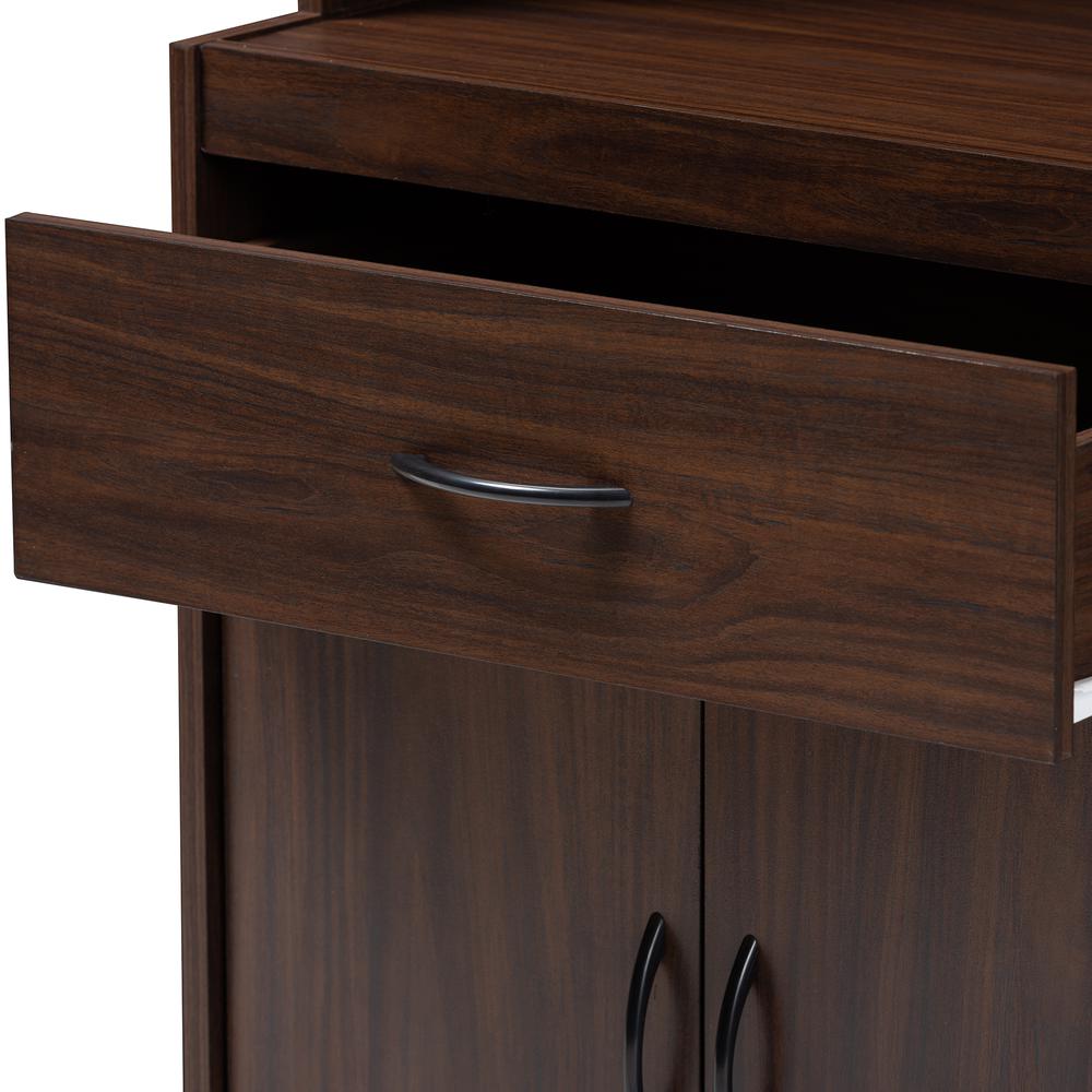 Laurana Modern and Contemporary Dark Walnut Finished Kitchen Cabinet and Hutch. Picture 15