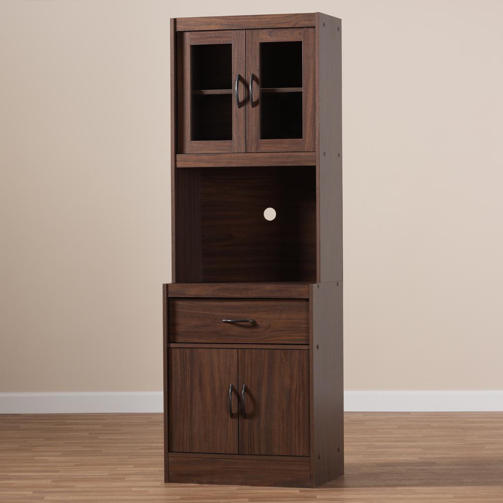 Laurana Modern and Contemporary Dark Walnut Finished Kitchen Cabinet and Hutch. Picture 17