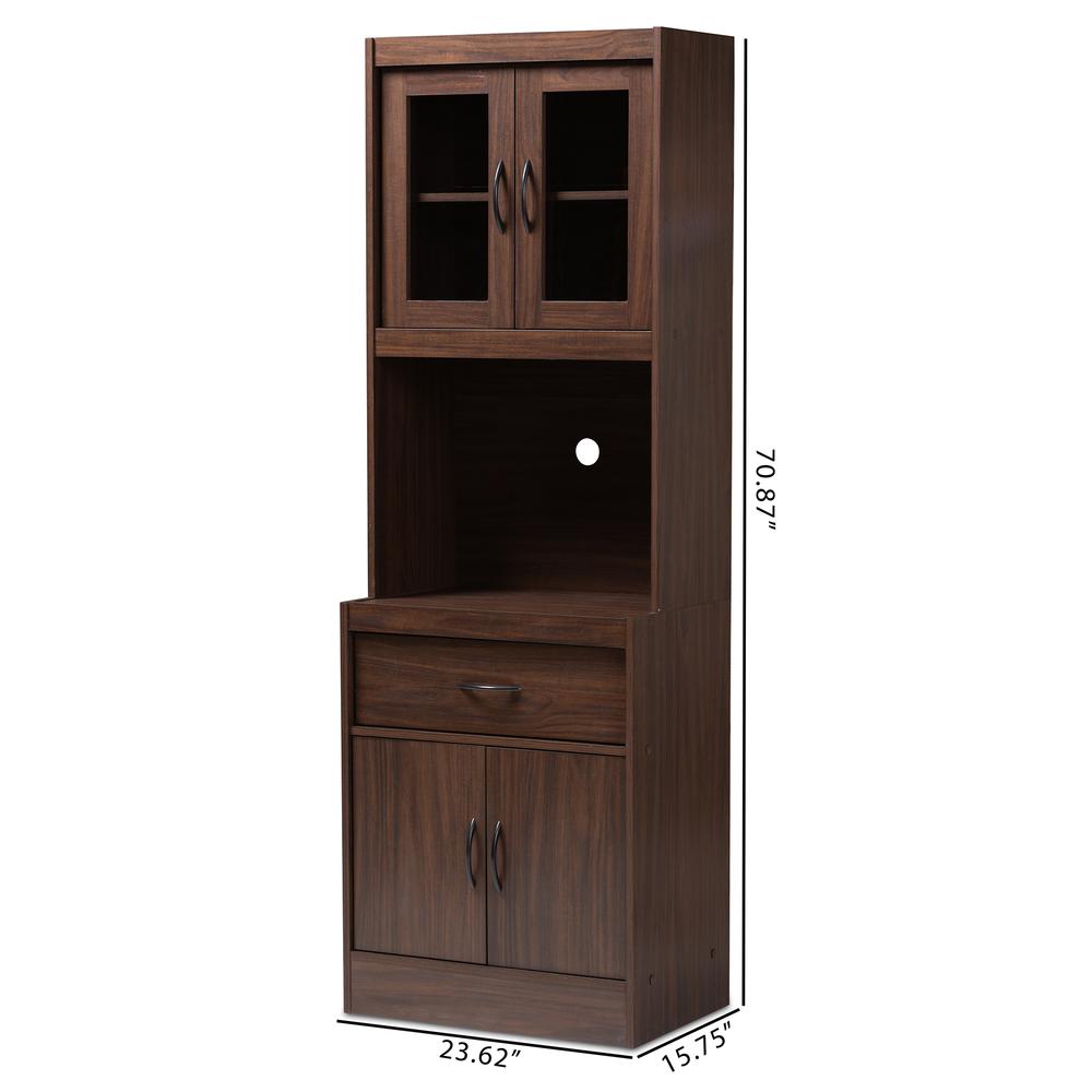 Laurana Modern and Contemporary Dark Walnut Finished Kitchen Cabinet and Hutch. Picture 18