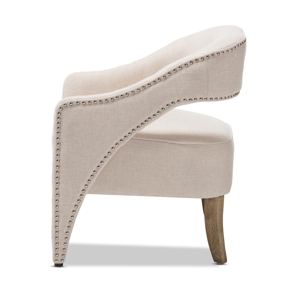 Floriane Modern and Contemporary Beige Fabric Upholstered Lounge Chair. Picture 12