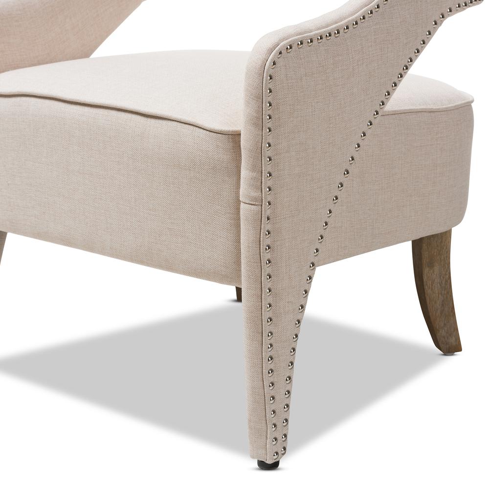 Floriane Modern and Contemporary Beige Fabric Upholstered Lounge Chair. Picture 14