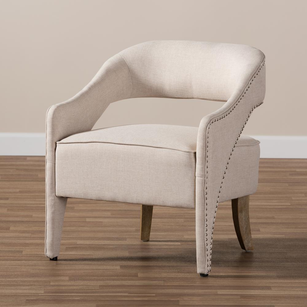 Floriane Modern and Contemporary Beige Fabric Upholstered Lounge Chair. Picture 17