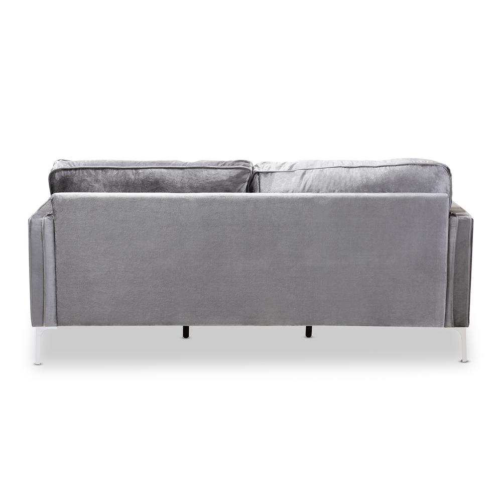 Clara Modern and Contemporary Grey Velvet Fabric Upholstered 3-Seater Sofa. Picture 11