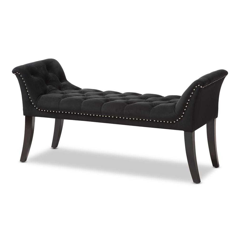 Baxton Studio Chandelle Luxe and Contemporary Black Velvet Upholstered Bench. Picture 10
