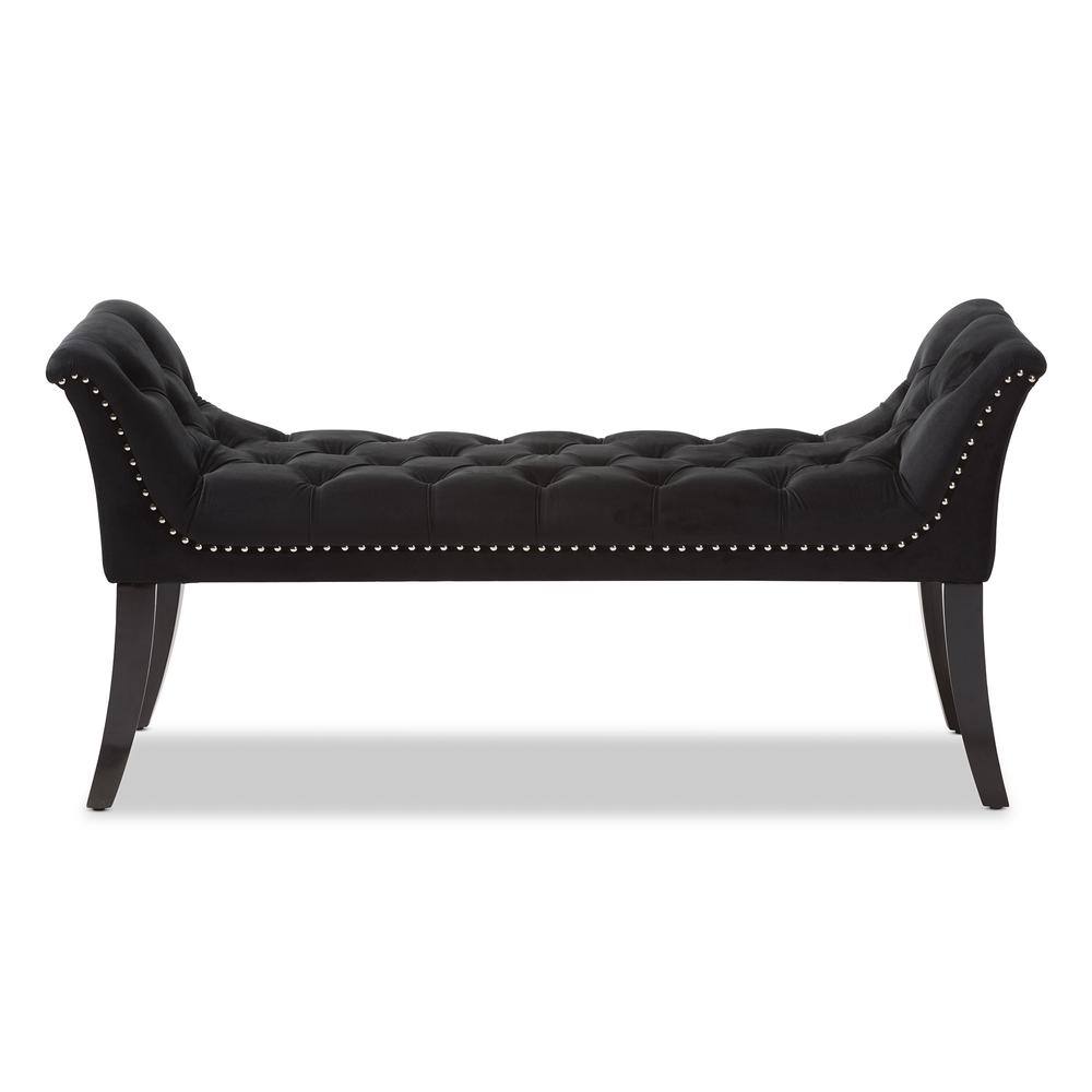 Baxton Studio Chandelle Luxe and Contemporary Black Velvet Upholstered Bench. Picture 11