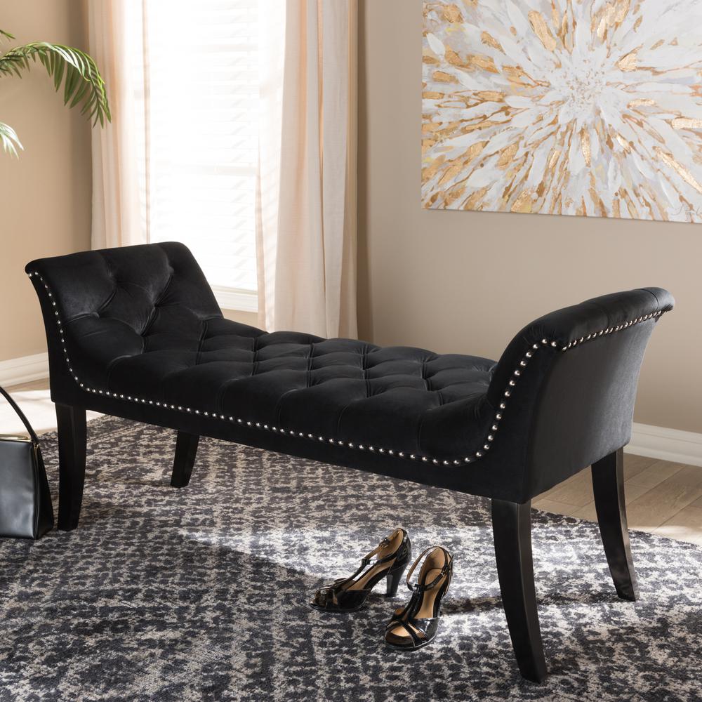 Baxton Studio Chandelle Luxe and Contemporary Black Velvet Upholstered Bench. Picture 16