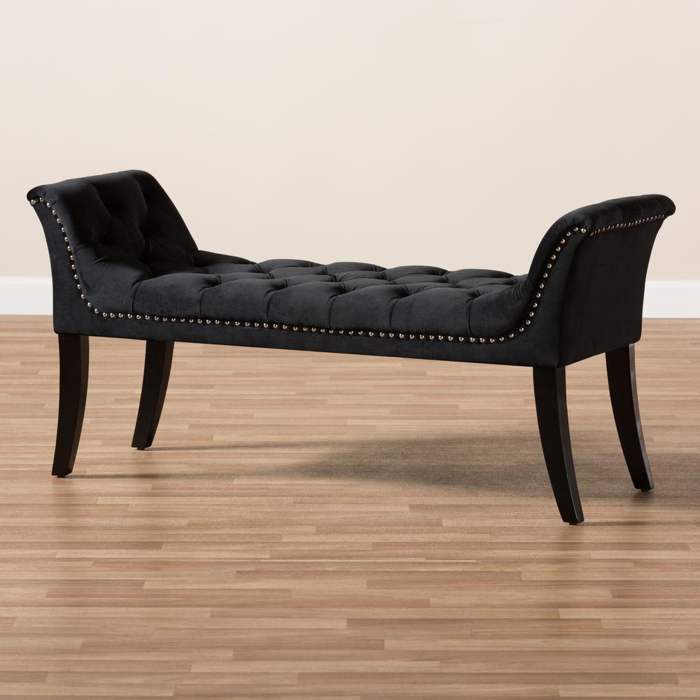 Baxton Studio Chandelle Luxe and Contemporary Black Velvet Upholstered Bench. Picture 17