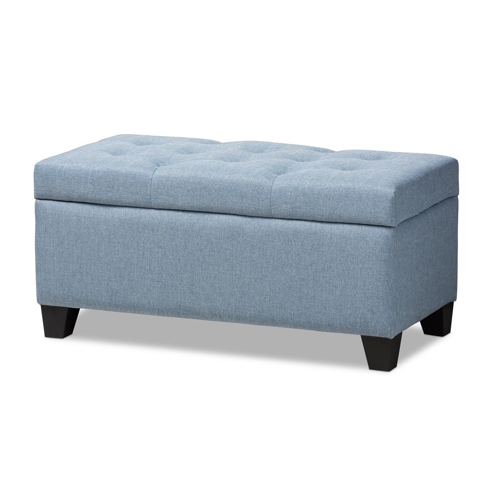 Michaela Modern and Contemporary Light Blue Fabric Upholstered Storage Ottoman. Picture 13