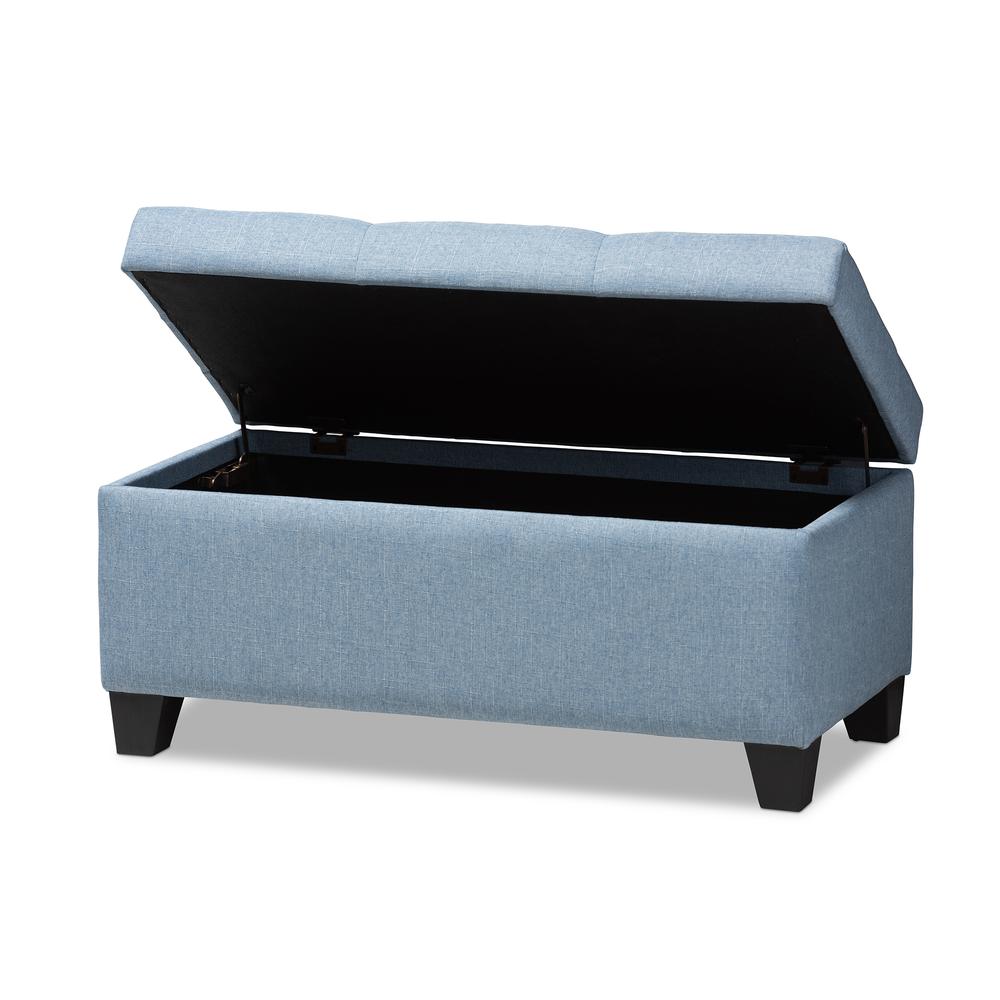 Michaela Modern and Contemporary Light Blue Fabric Upholstered Storage Ottoman. Picture 14