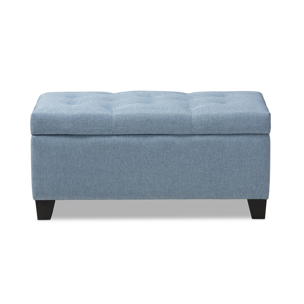 Michaela Modern and Contemporary Light Blue Fabric Upholstered Storage Ottoman. Picture 15