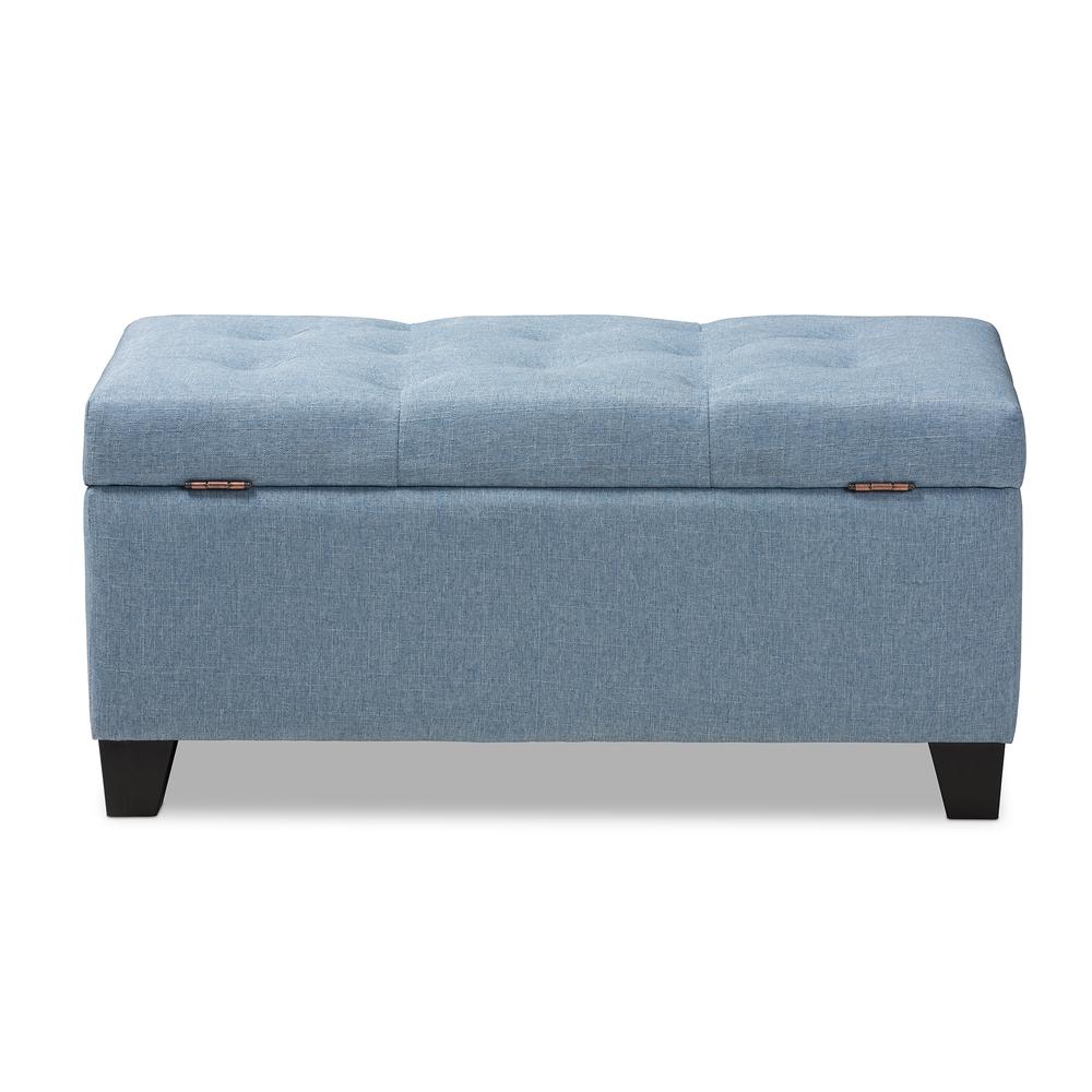 Michaela Modern and Contemporary Light Blue Fabric Upholstered Storage Ottoman. Picture 16