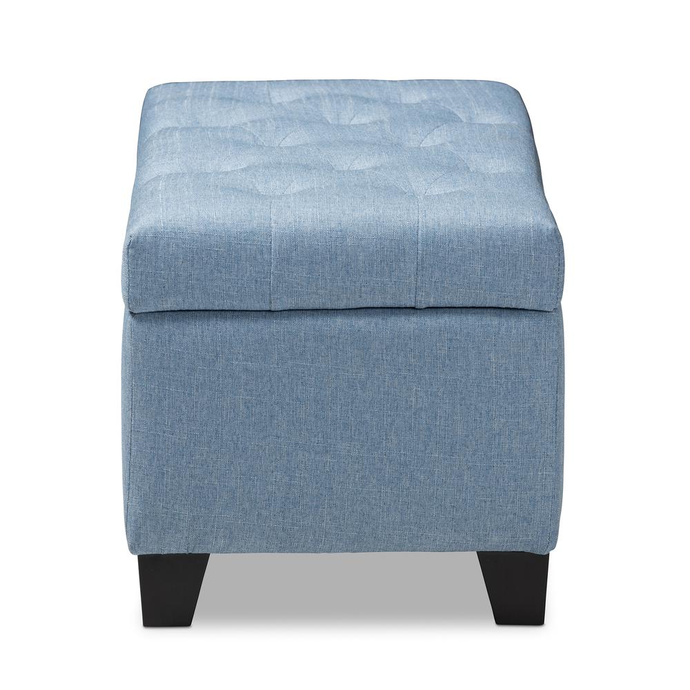 Michaela Modern and Contemporary Light Blue Fabric Upholstered Storage Ottoman. Picture 17