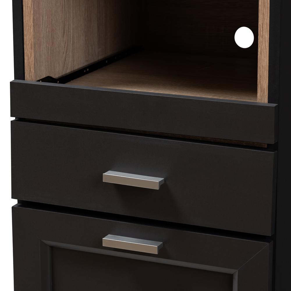 Dark Grey and Oak Brown Finished Kitchen Cabinet with Roll-Out Compartment. Picture 18