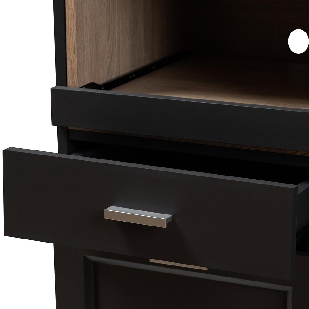 Dark Grey and Oak Brown Finished Kitchen Cabinet with Roll-Out Compartment. Picture 19