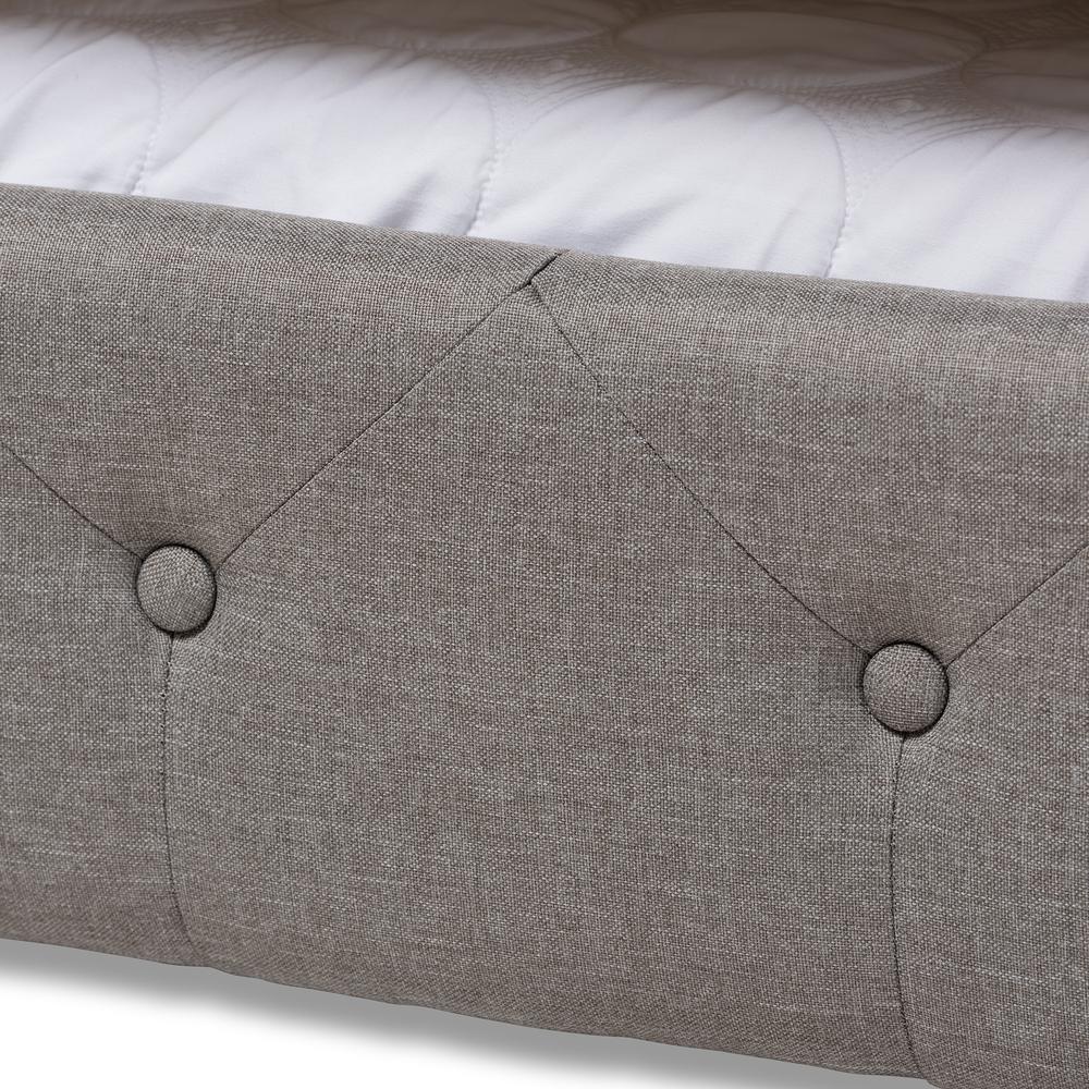 Anabella Modern and Contemporary Grey Fabric Upholstered Queen Size Daybed with Trundle. Picture 8