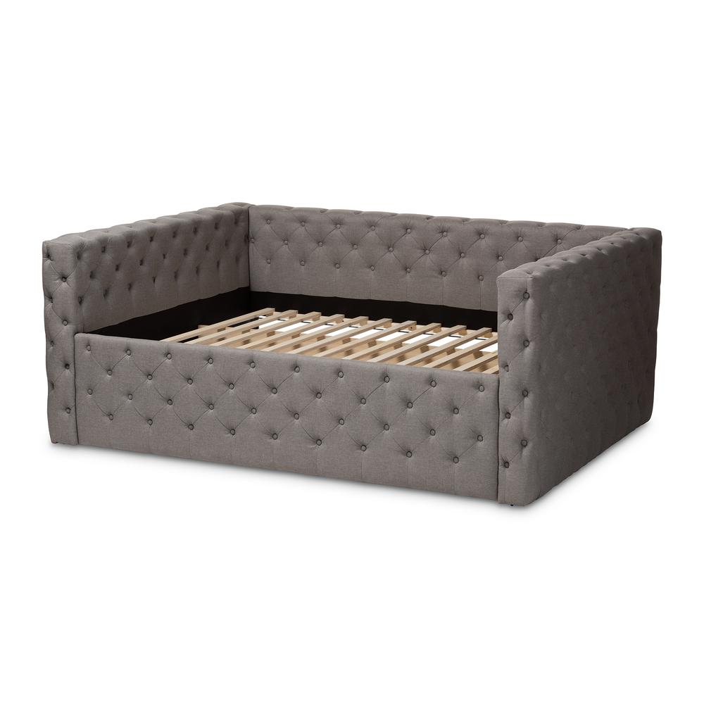 Anabella Modern and Contemporary Grey Fabric Upholstered Queen Size Daybed. Picture 12