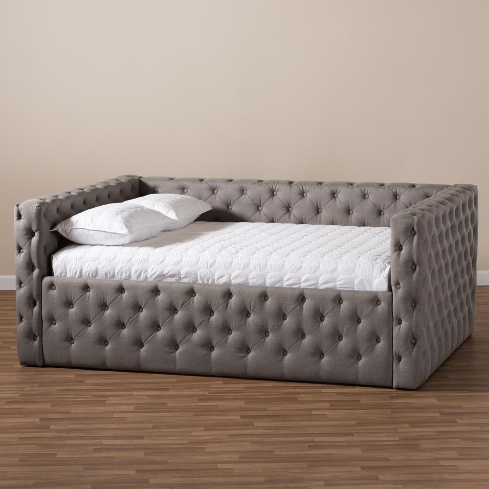Anabella Modern and Contemporary Grey Fabric Upholstered Queen Size Daybed. Picture 16
