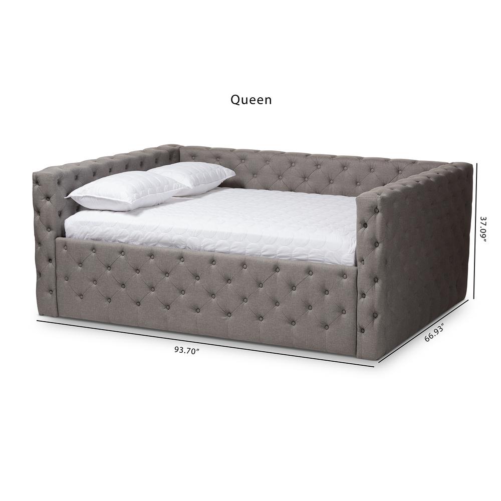 Anabella Modern and Contemporary Grey Fabric Upholstered Queen Size Daybed. Picture 18