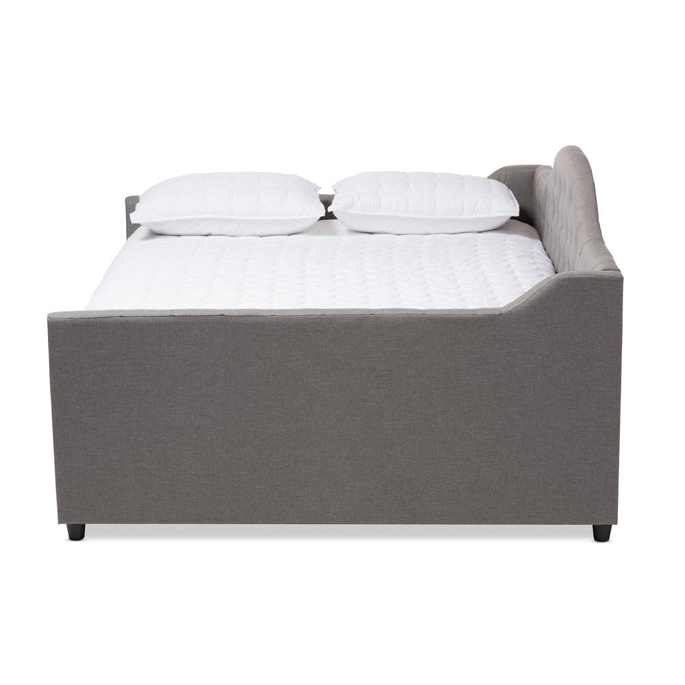 Grey Fabric Upholstered Full Size Daybed with Trundle. Picture 14