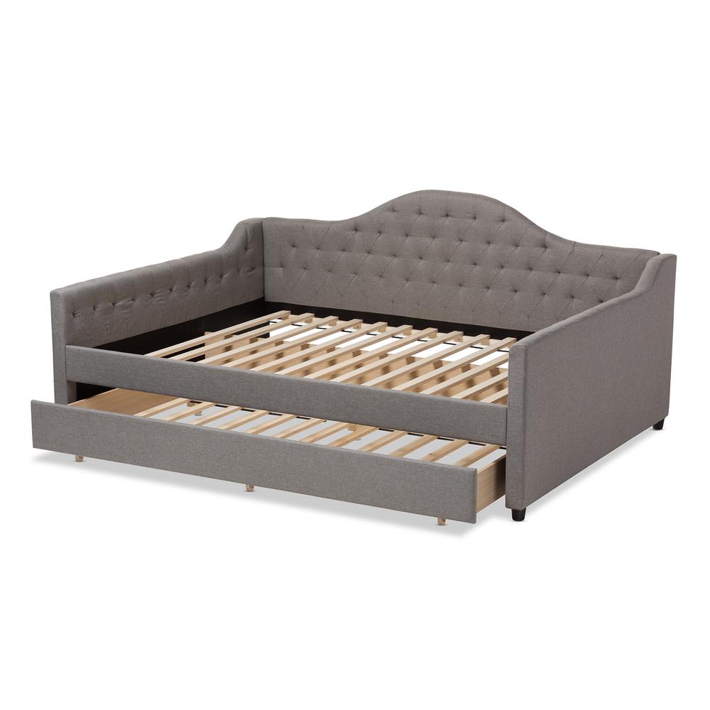 Grey Fabric Upholstered Full Size Daybed with Trundle. Picture 16