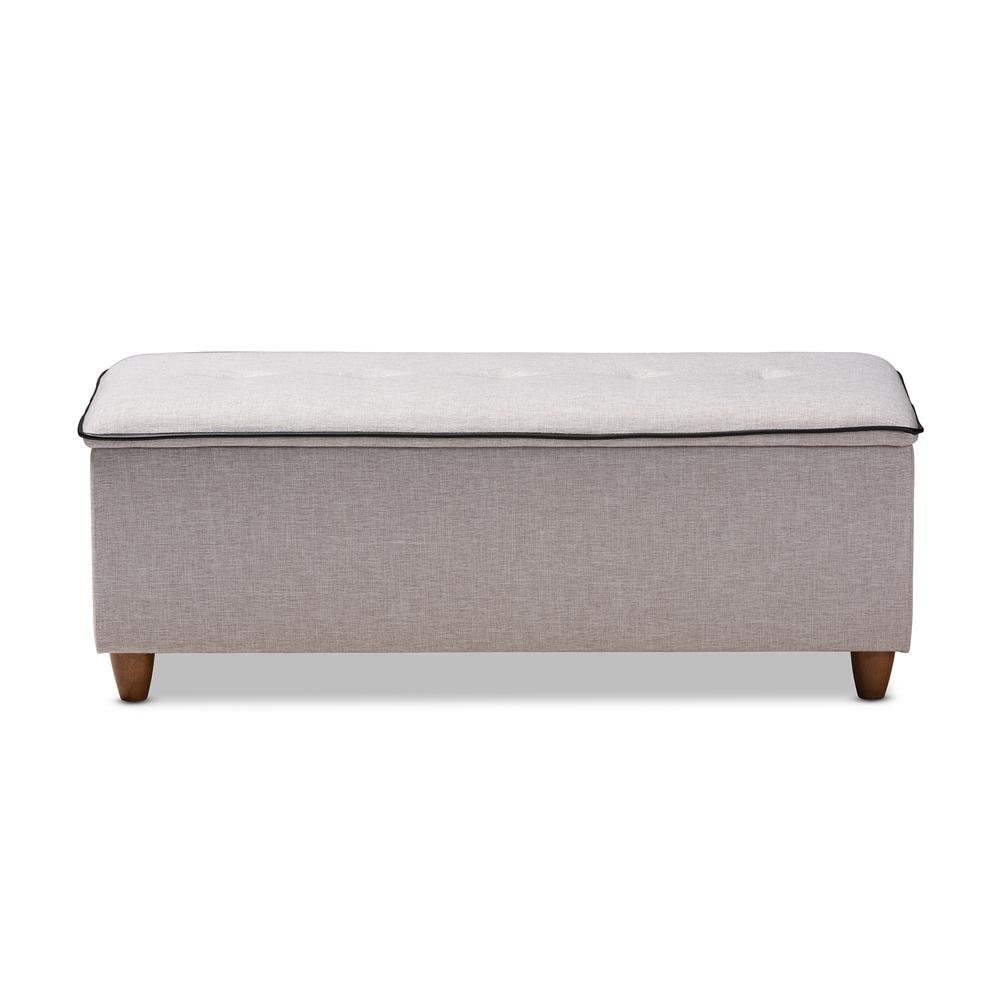 Greyish Beige Fabric Upholstered Button Tufted Storage Ottoman Bench. Picture 11