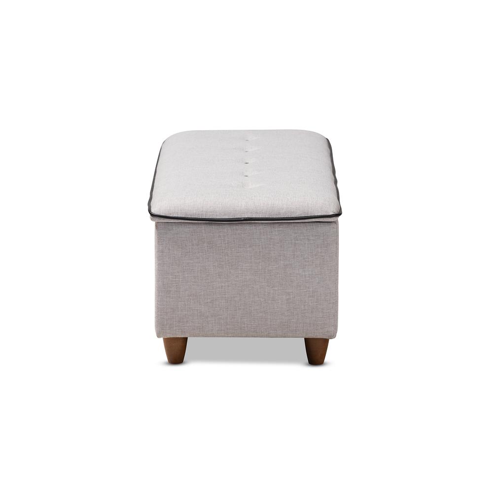 Greyish Beige Fabric Upholstered Button Tufted Storage Ottoman Bench. Picture 12