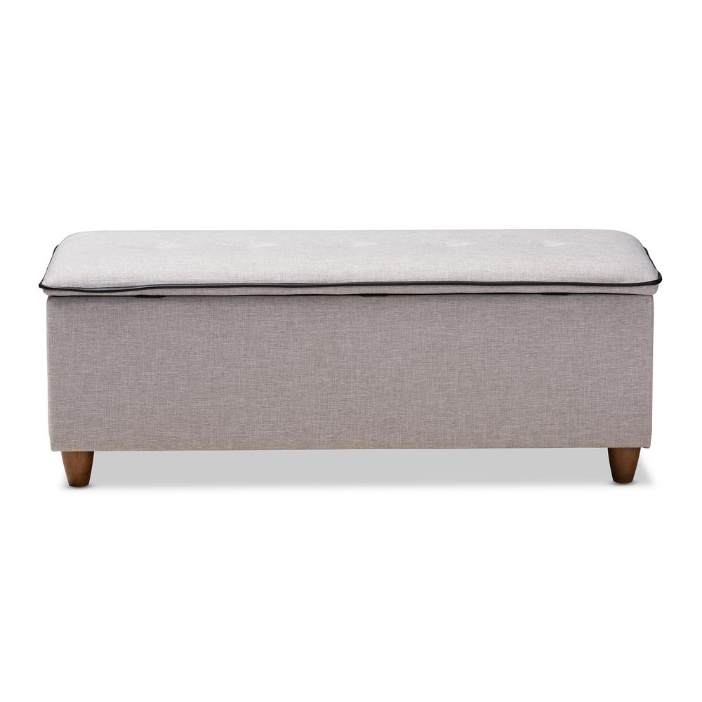 Greyish Beige Fabric Upholstered Button Tufted Storage Ottoman Bench. Picture 13